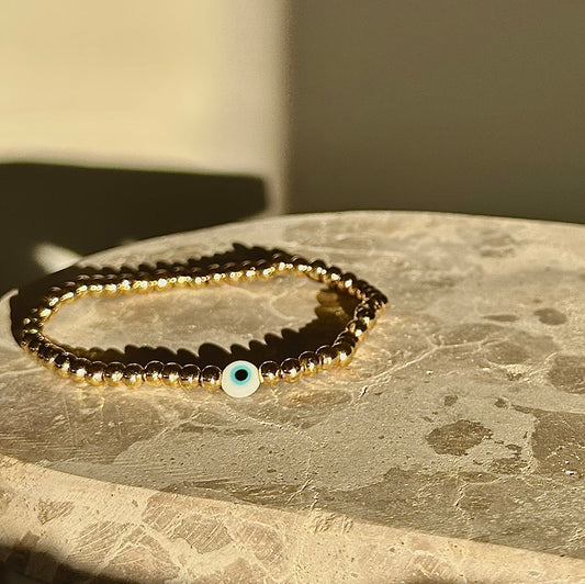 Evil Eye Beaded Bracelet Gold