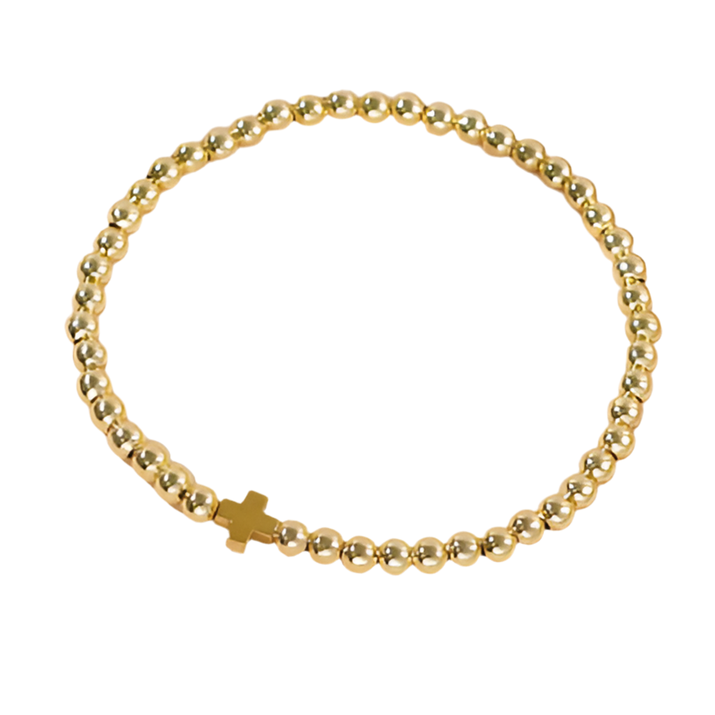 Beaded Cross Bracelet Gold