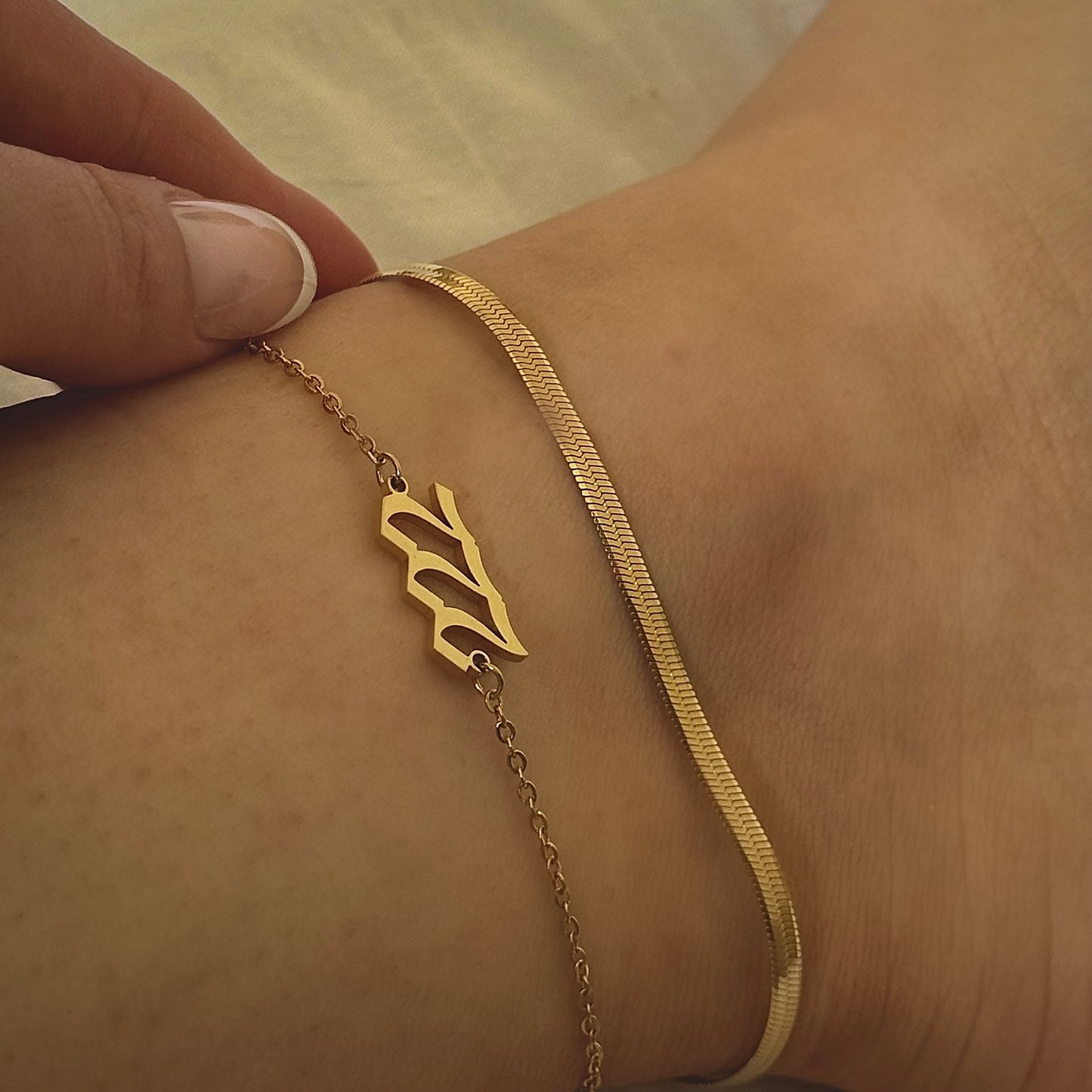 'Gemini' Snake Chain Anklet Gold/Silver