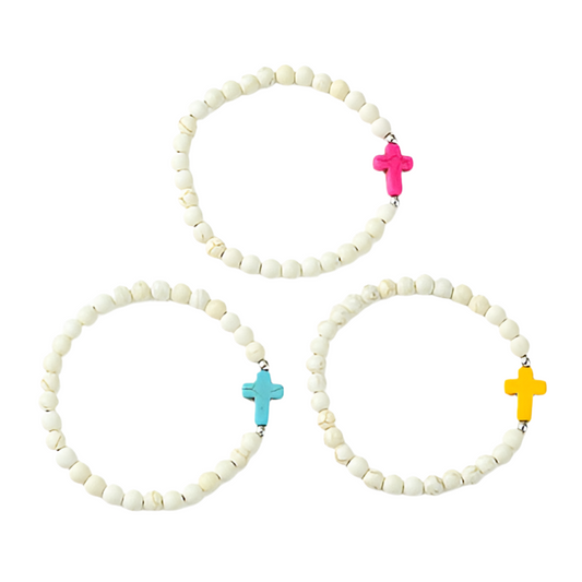 Beaded Cross Coloured Bracelet