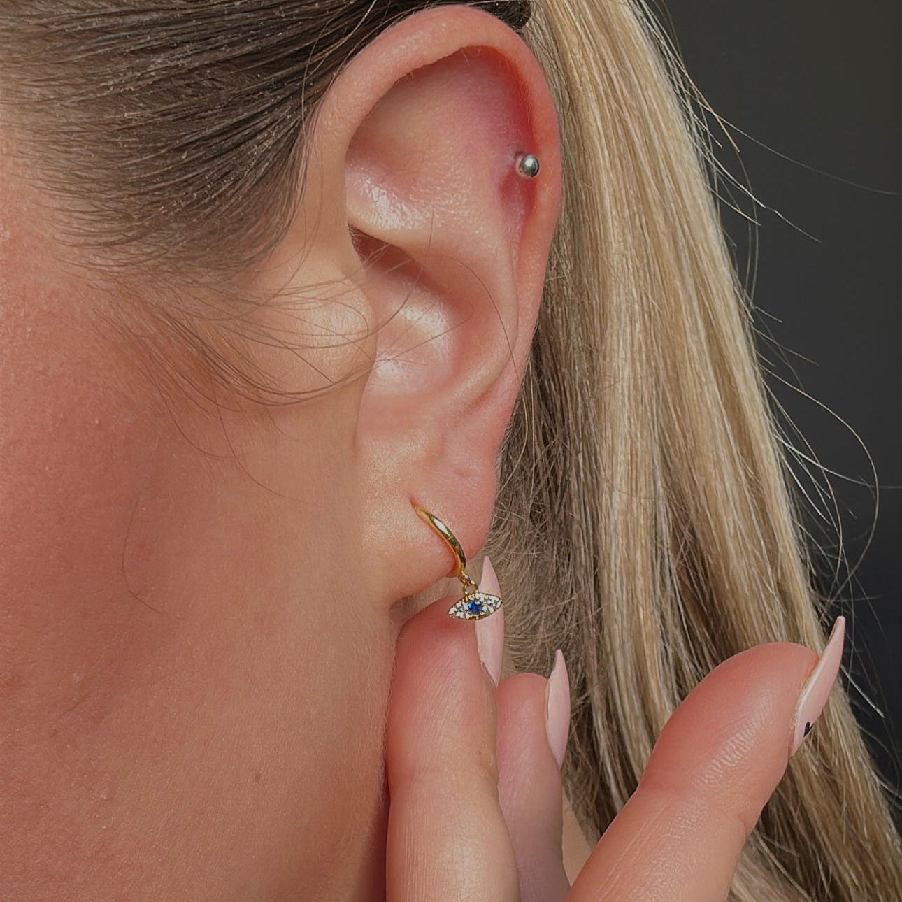 'Vanessa' Evil Eye Sleepers Earring Gold