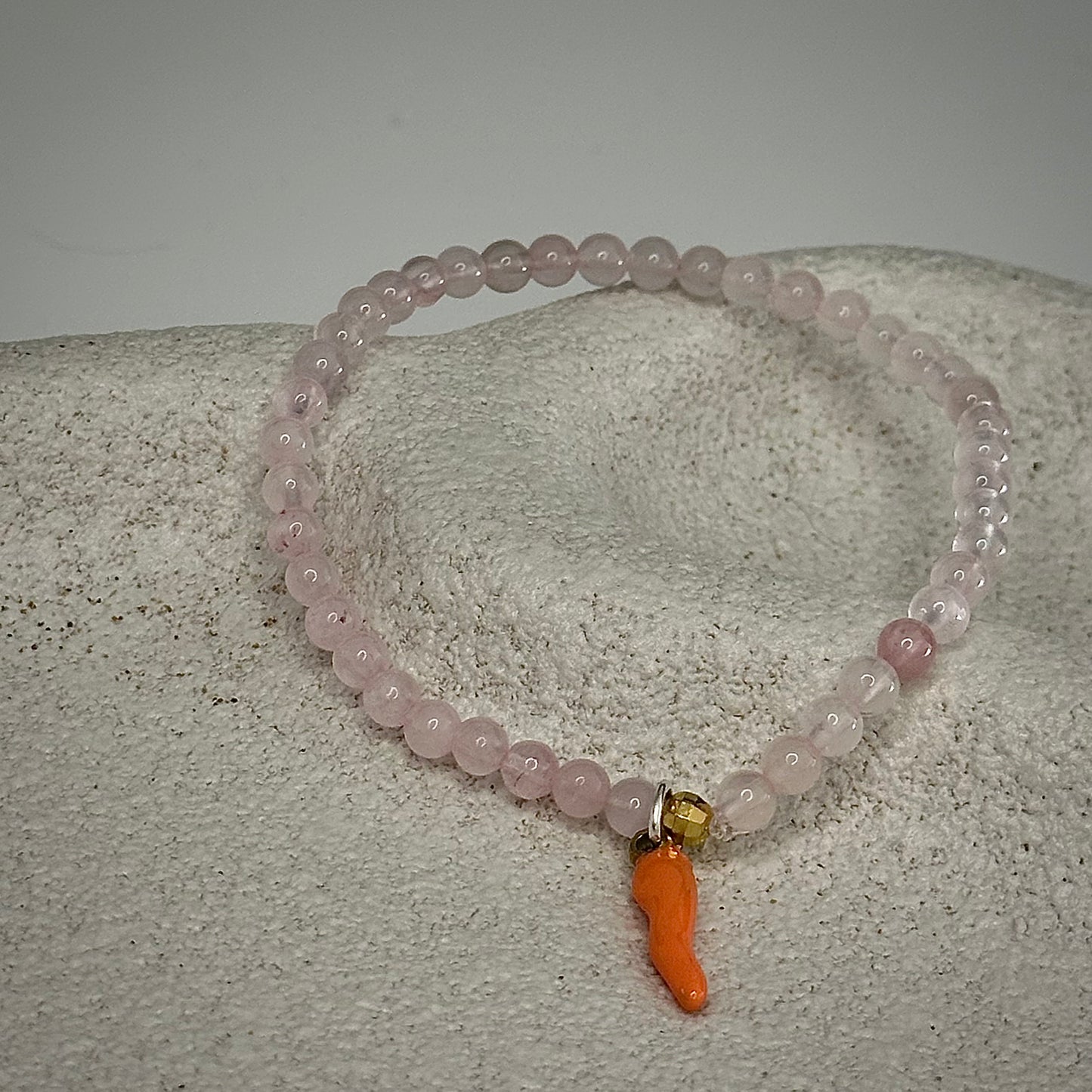 Rose quartz Bracelet w Corno