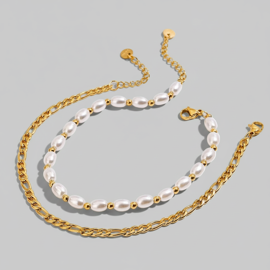 ‘Pearlie’ anklet set Gold