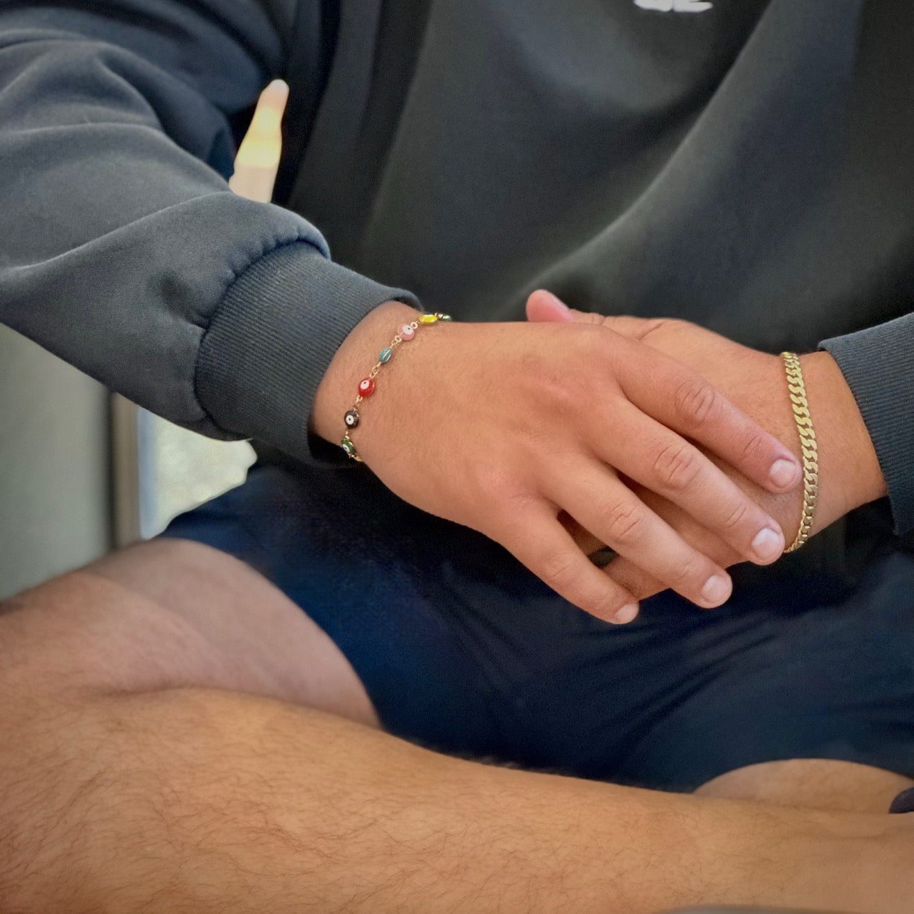 'Valerie' Evil Eye Bracelet Gold/Multi Coloured