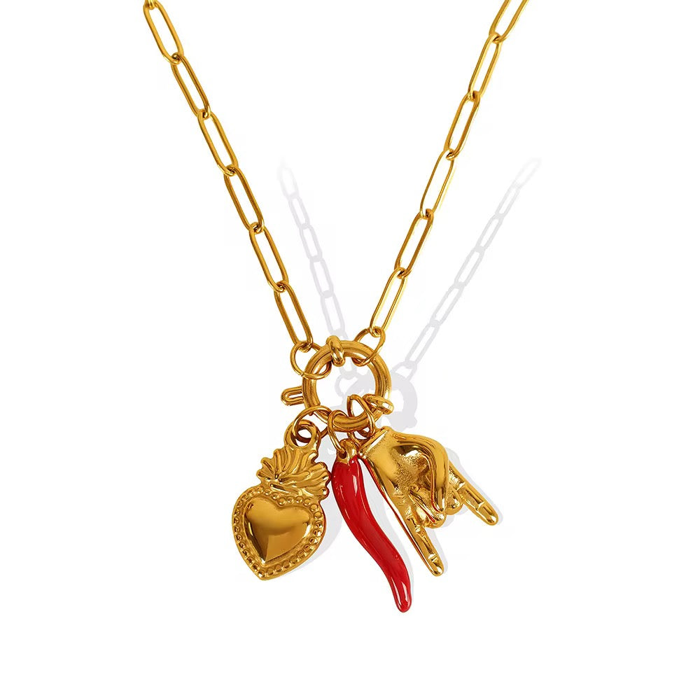 'Arianna' Cornicello Charm Necklace Gold