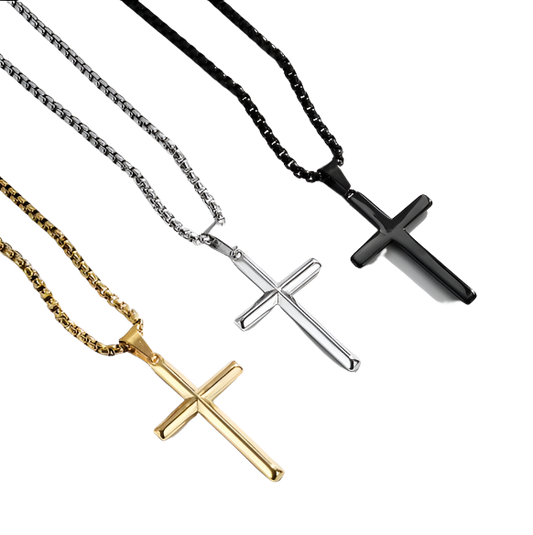 'Cruz' Cross Necklace Gold/Black/Silver
