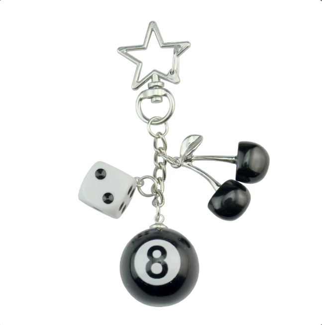 black cherry 8 ball keyring