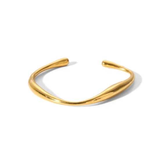 gold bangle open resizable cuff bracelet Geometric
