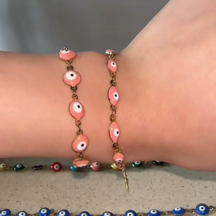 pink evil eye bracelet