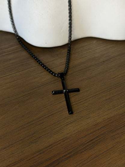 'Cruz' Cross Necklace Gold/Black/Silver