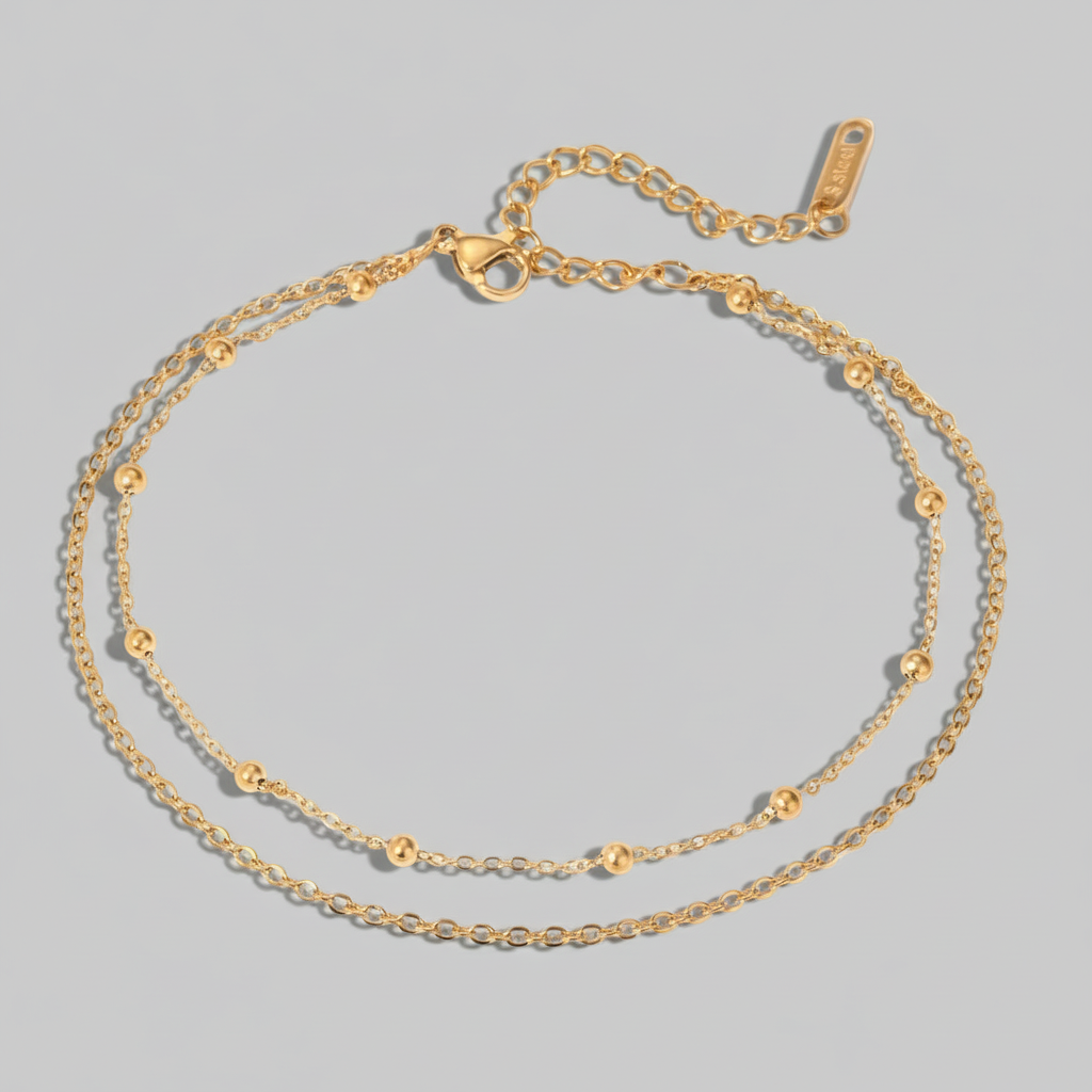 ‘Sol’ layered anklet gold