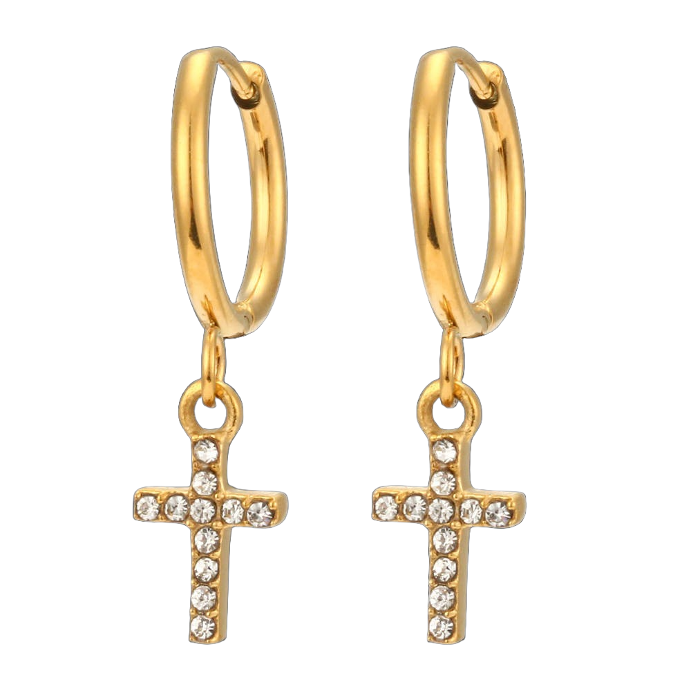 'Grace' Cross Earrings Gold