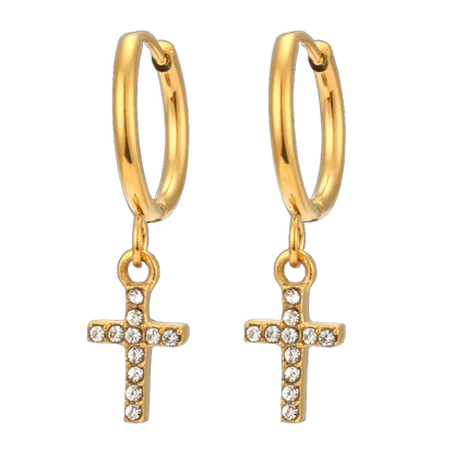 'Grace' Cross Earrings Gold