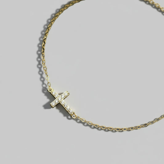 Dainty sterling silver Gold necklace with a cross pendant perfect for children or adult 