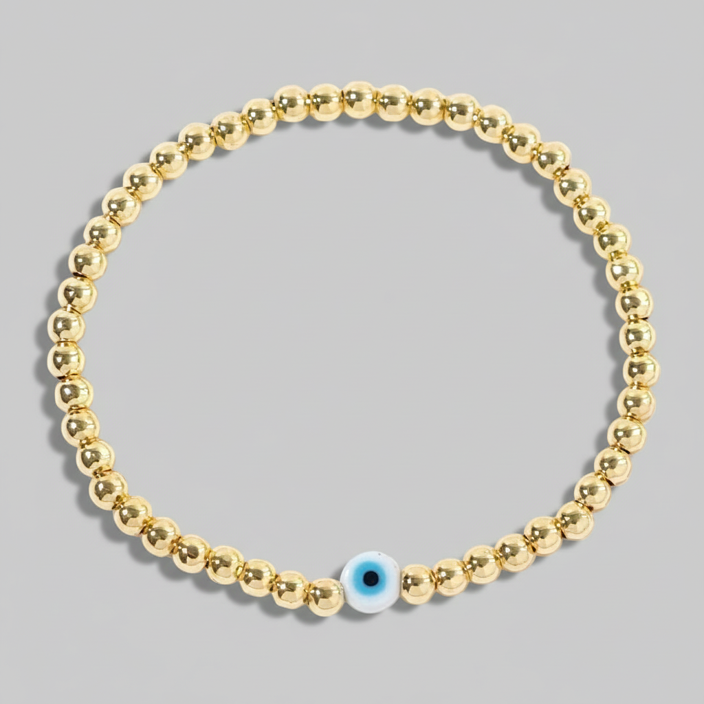 Evil Eye Beaded Bracelet Gold