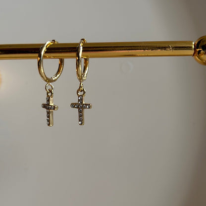 'Grace' Cross Earrings Gold