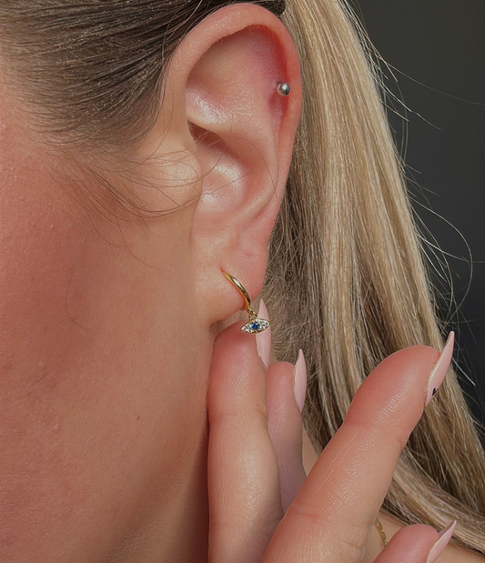 'Vanessa' Evil Eye Sleepers Earring Gold