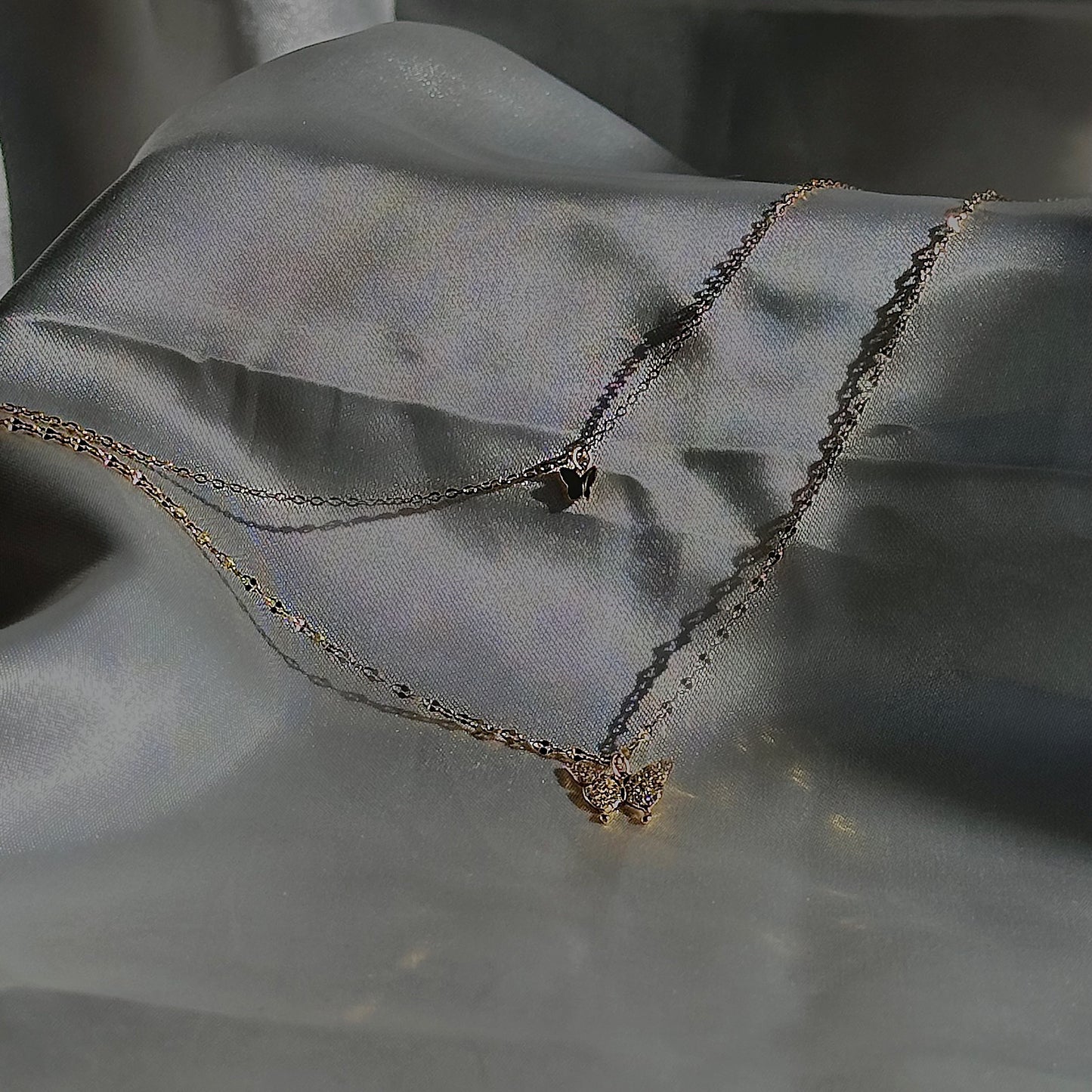 'Zeryn' Butterfly Layered Necklace Gold