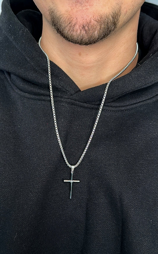 'Cruz' Cross Necklace Gold/Black/Silver