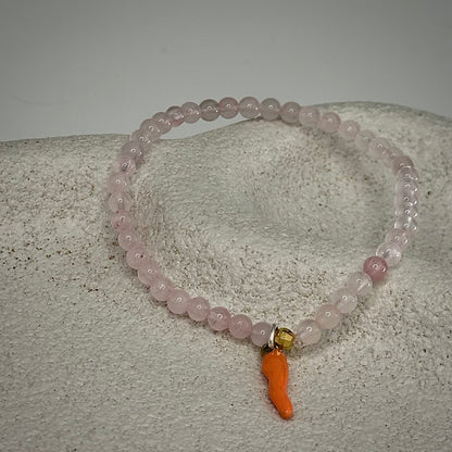 Rose quartz Bracelet w Corno