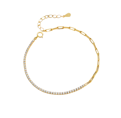 GOLD TENNIS AND PAPERCLIP BRACELET