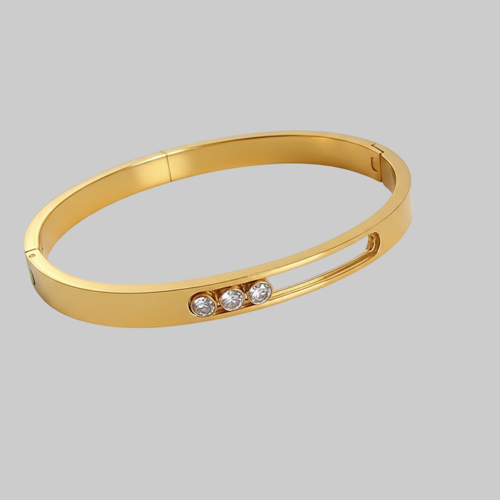 ‘Noelle’ 3 Stone Bangle Gold