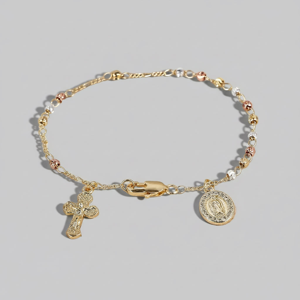 ‘Liana’ Rosary 3 Tone Bracelet