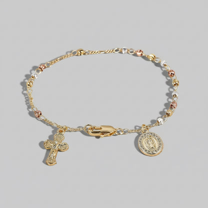 ‘Liana’ Rosary 3 Tone Bracelet
