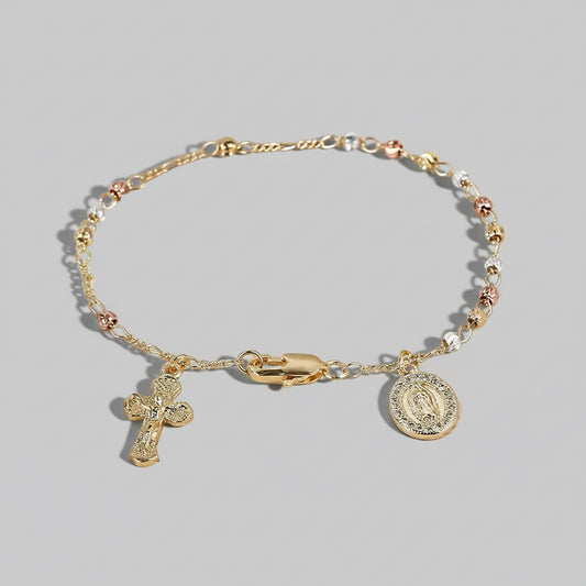 ‘Liana’ Rosary 3 Tone Bracelet
