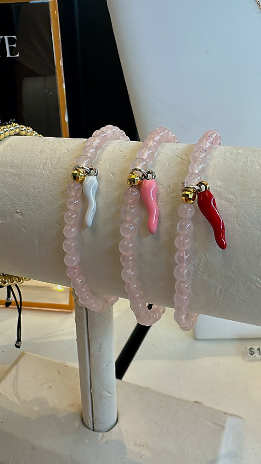 Rose quartz Bracelet w Corno
