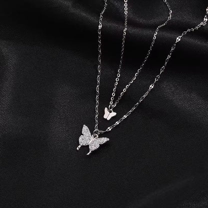 'Zeryn' Butterfly Layered Necklace Gold