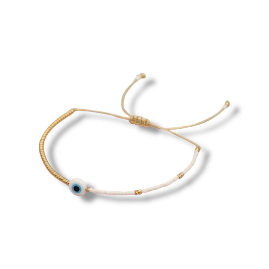 Evil Eye Friendship Bracelet Gold/White