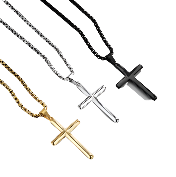 'Cruz' Cross Necklace Gold/Black/Silver