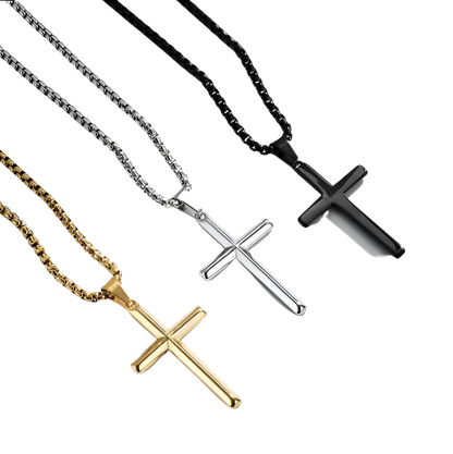 'Cruz' Cross Necklace Gold/Black/Silver