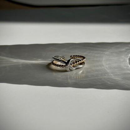 gold and silver knot ring resize-able 