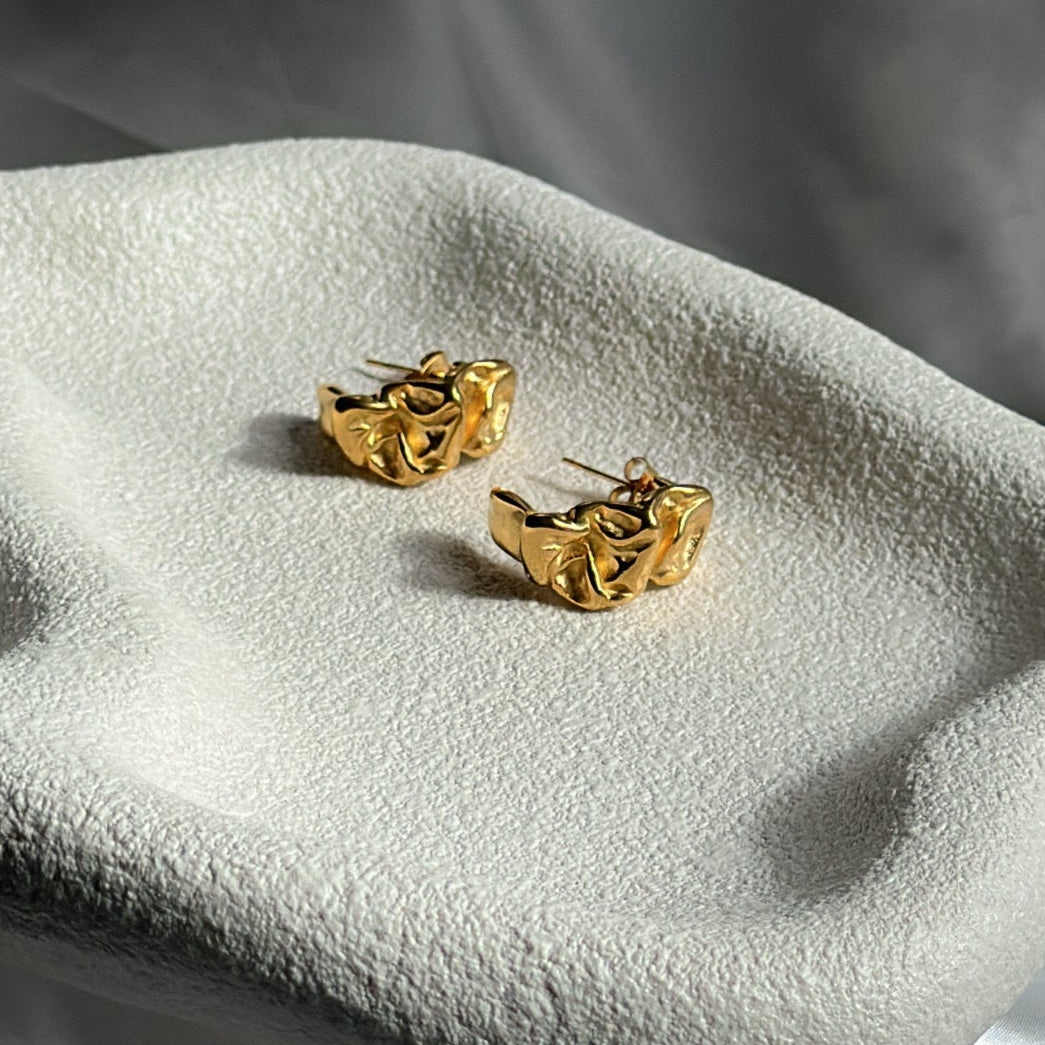gold textured earrings