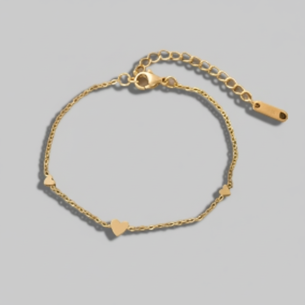'Allison' Heart Bracelet Gold