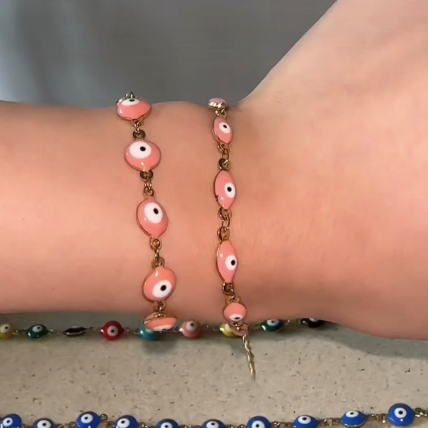 pink evil eye bracelet 