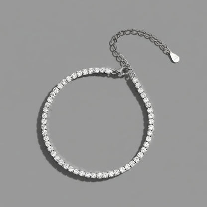 Silver bracelet tennis bracelet with clear diamond stones made with sterling silver