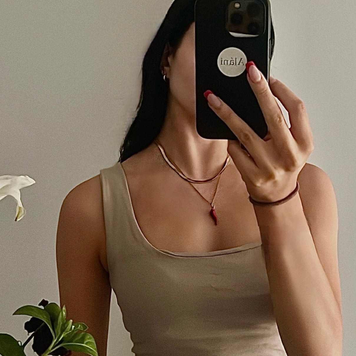 snake chain stacked with corno 