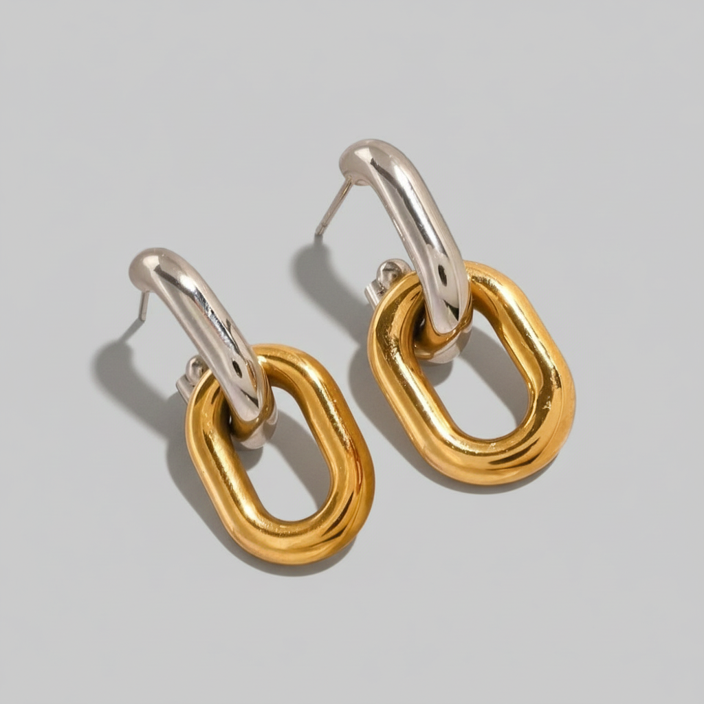 'Seraphina' Tow Toned Earrings Gold/Silver